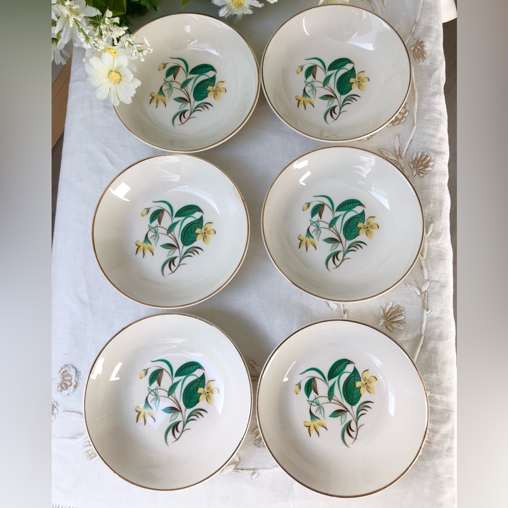 Vintage 1950’s Salem Starlight Yellow Floral Small Bowls Dishes - Picture 4 of 7